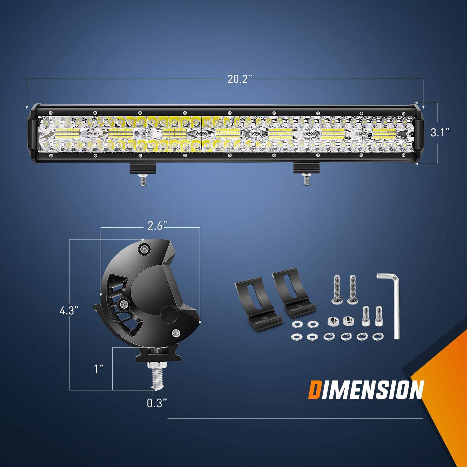 420W 20 -Zoll Triple Row Flood Spot LED -Arbeitsstangenleuchten